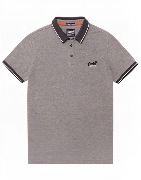 Superdry Mens Polo Shirt Medium Grey Cotton