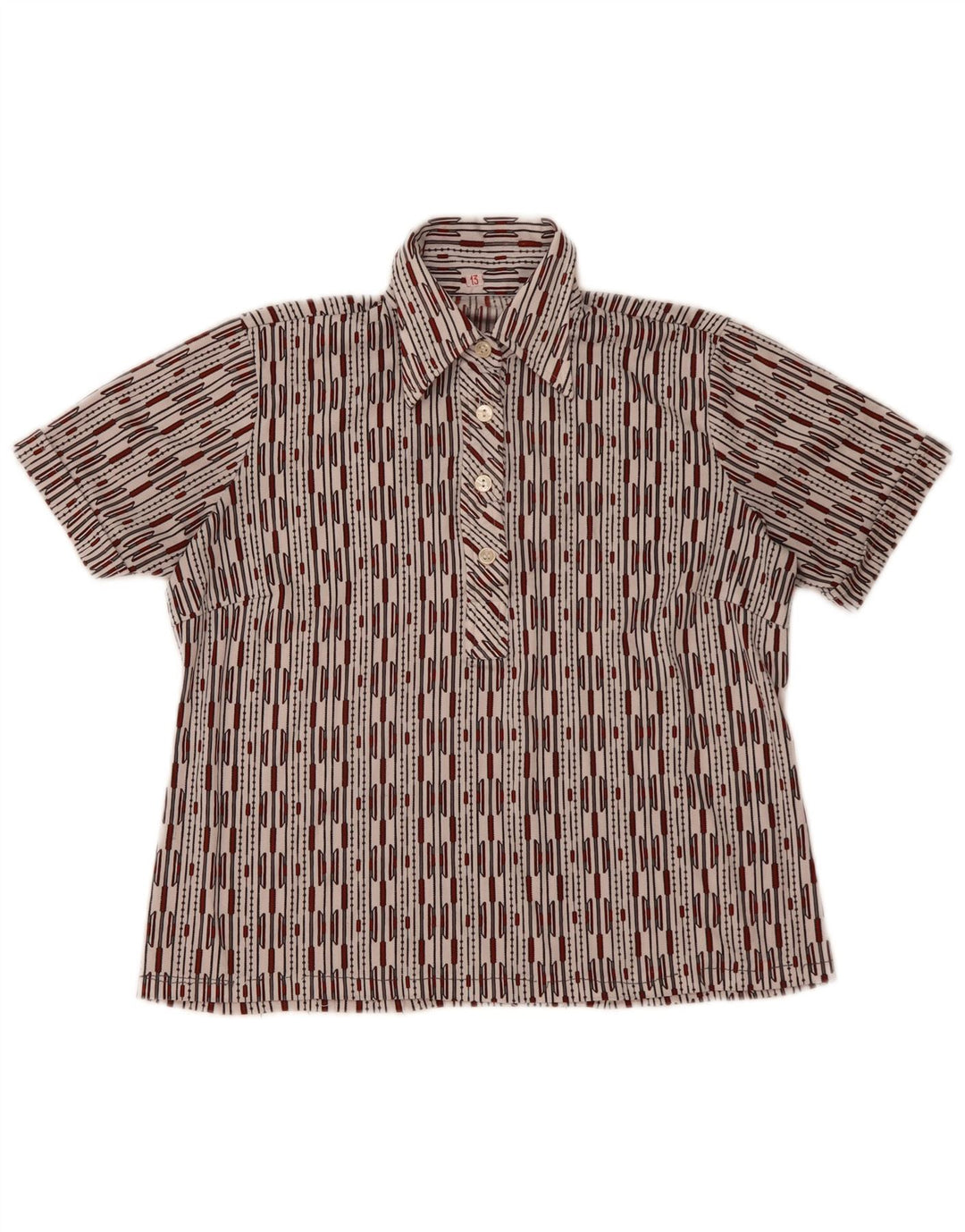 Camicia pullover a maniche corte da donna vintage UK 14 grandi righe bianche