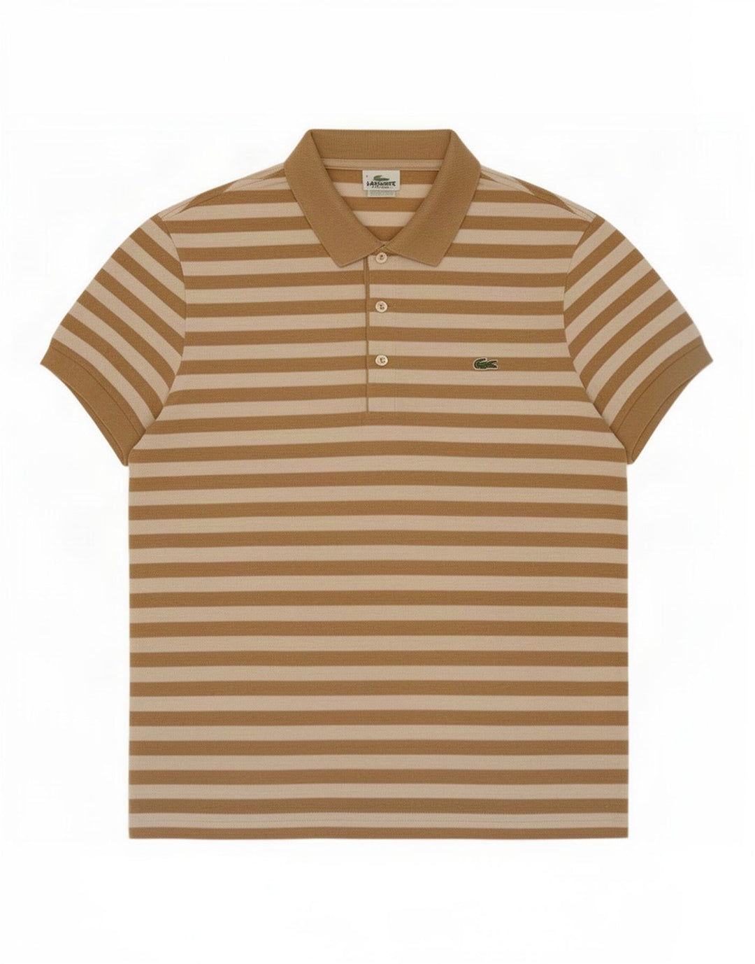 Polo da uomo Lacoste taglia 4 in cotone a righe marrone medio