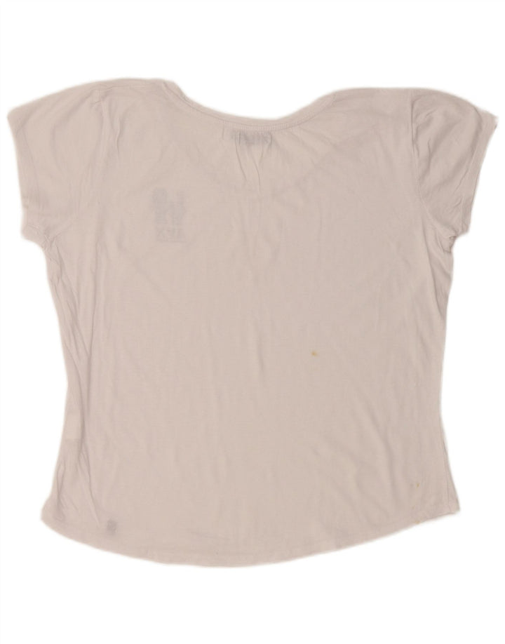 T-shirt grafica corta da donna AVIREX Top UK 22 2XL cotone bianco