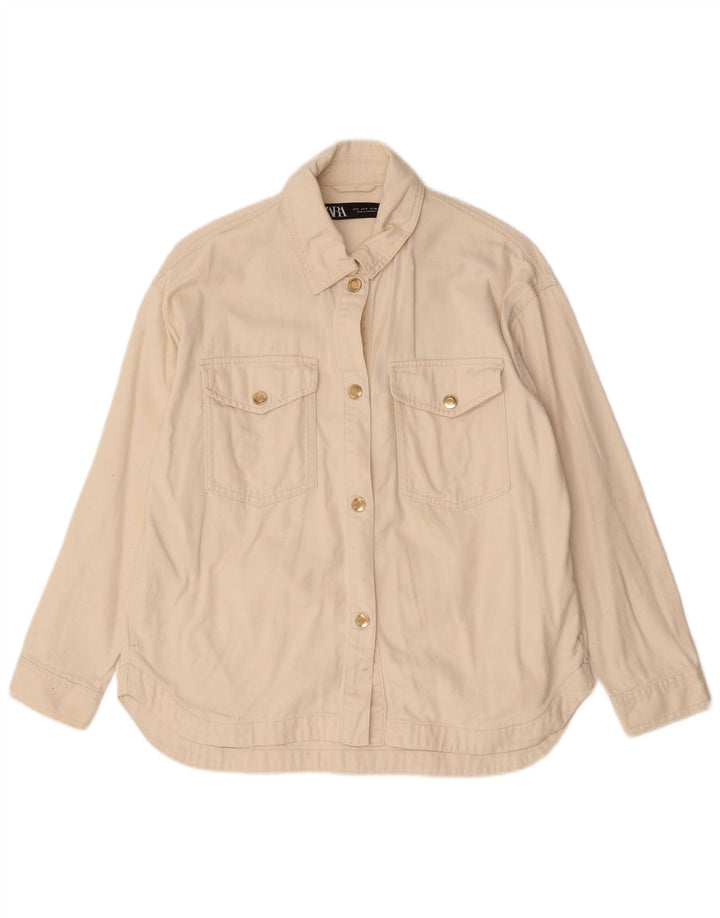 Giubbotto bomber da donna Zara UK 10 piccolo in cotone bianco sporco