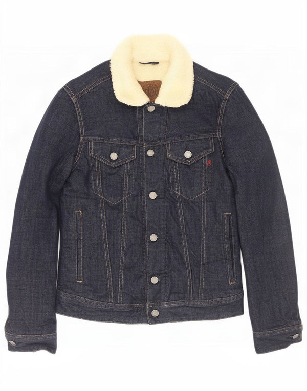 Replay Giacca in denim Sherpa da uomo UK 34 XS Blu Navy Cotone
