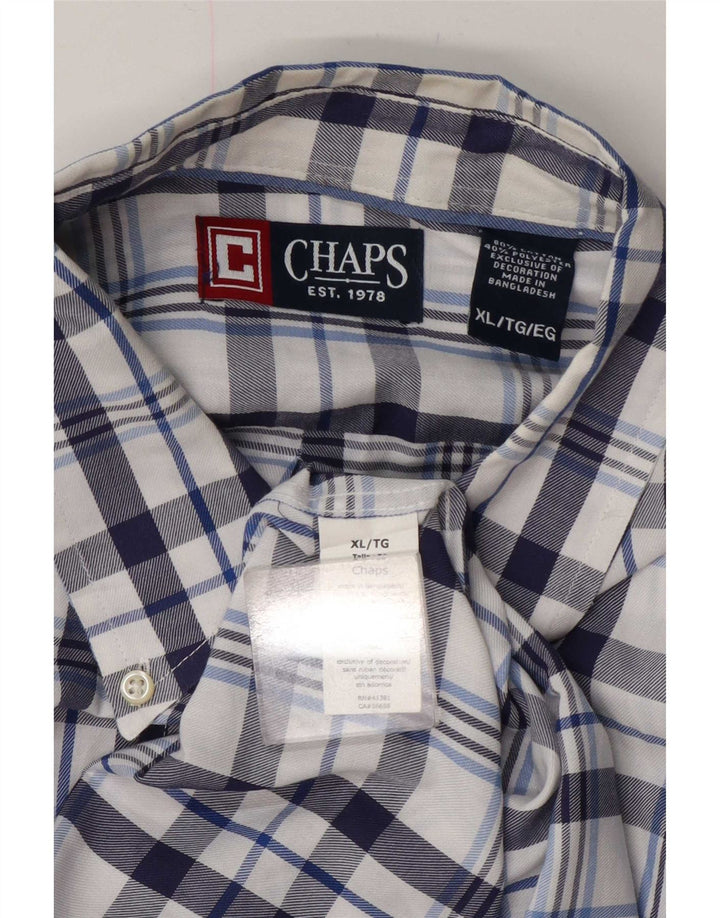 Camicia in flanella da uomo Chaps XL in cotone scozzese blu navy