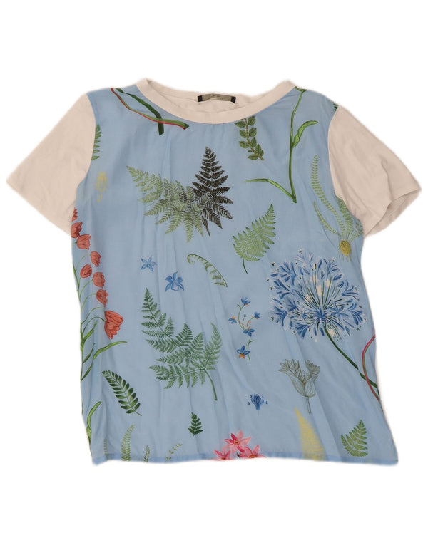 Max Mara T-shirt da weekend da donna Top UK 12 Blu medio floreale