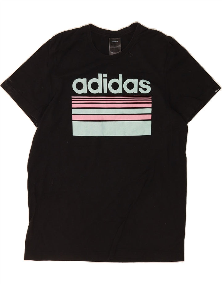 ADIDAS Mens Graphic T-Shirt Top Small Black Cotton Vintage Adidas and Second-Hand Adidas from Messina Hembry 