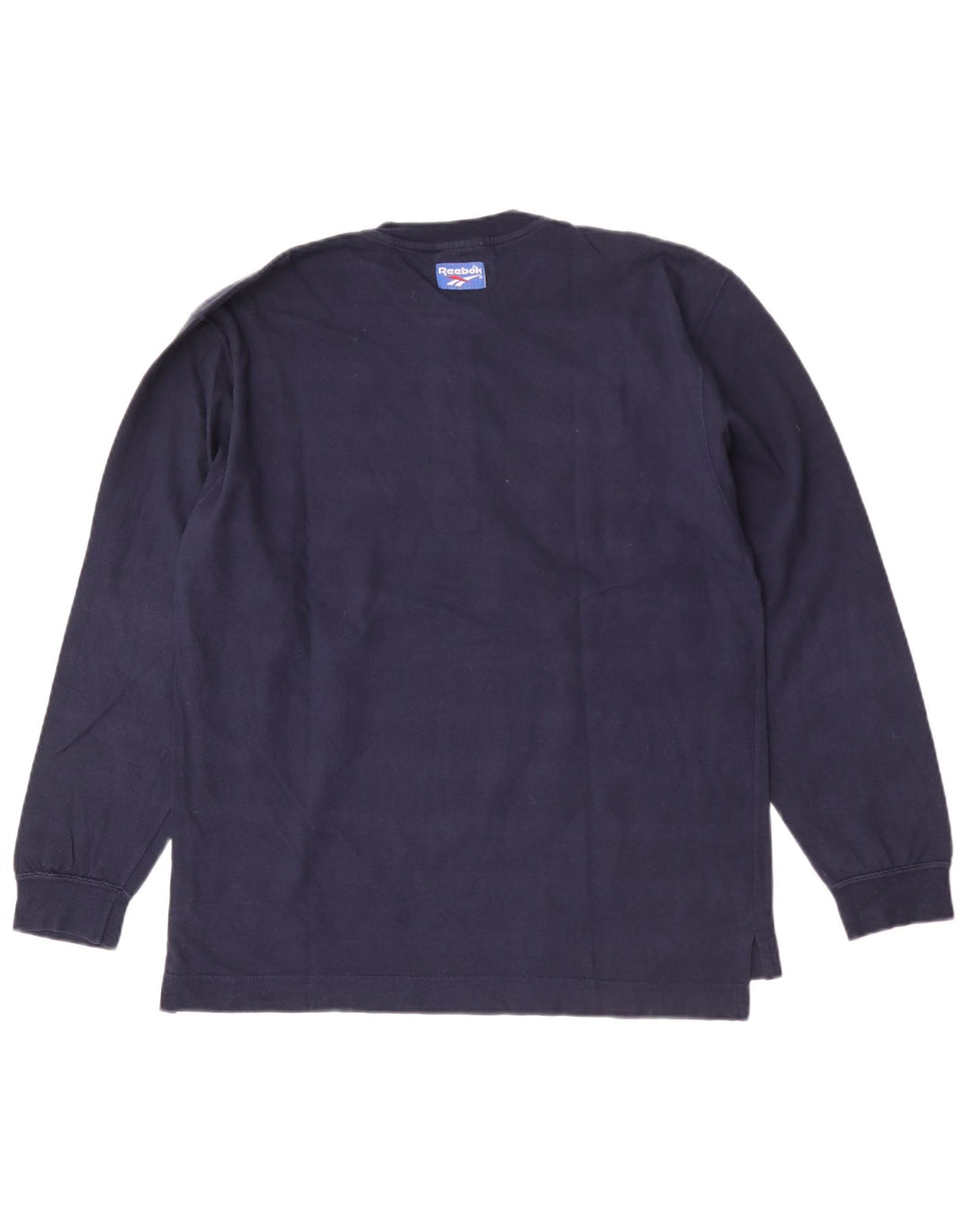 Top Reebok da uomo a manica lunga piccolo in cotone blu navy