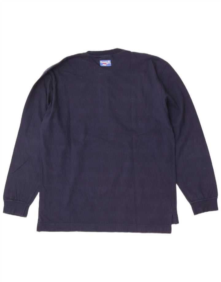Top Reebok da uomo a manica lunga piccolo in cotone blu navy