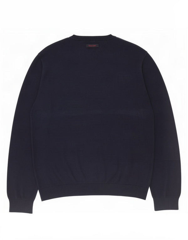 Maglione maglione con scollo a V da uomo Tommy Hilfiger XL cotone blu navy