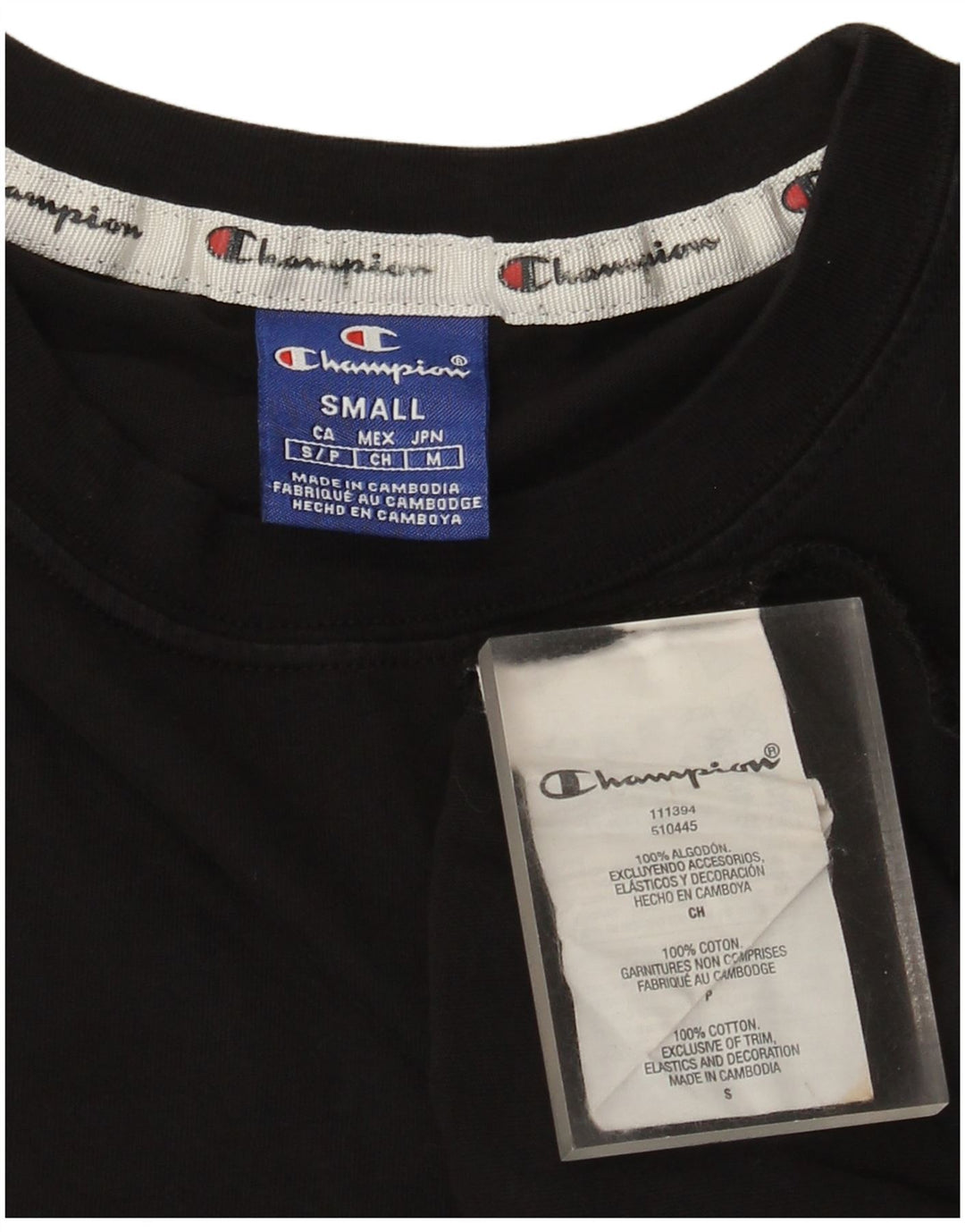 T-shirt oversize da donna Champion Top UK 10 piccola in cotone nero
