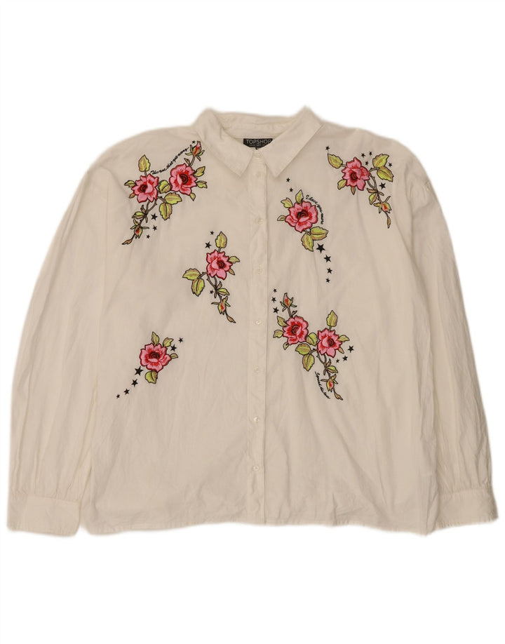 Topshop Camicia da donna oversize grafica da donna UK 12 Medium White Floral