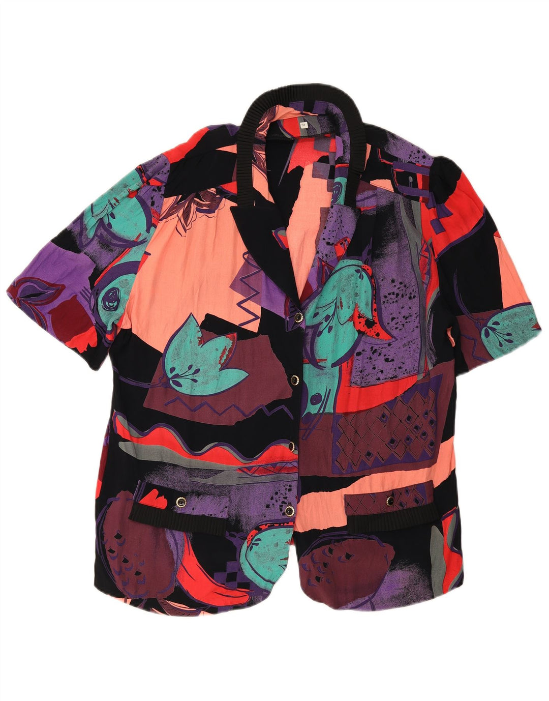 Giacca blazer vintage da donna con motivo astratto IT 52 2XL multicolore