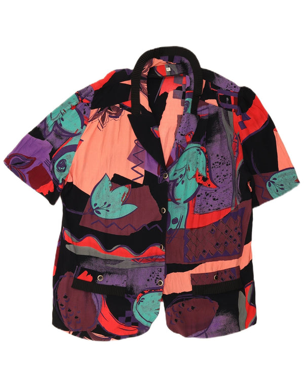 Giacca blazer vintage da donna con motivo astratto IT 52 2XL multicolore