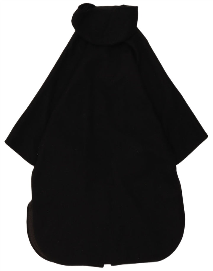 Cappotto poncho vintage con cappuccio da donna, taglia unica, nero