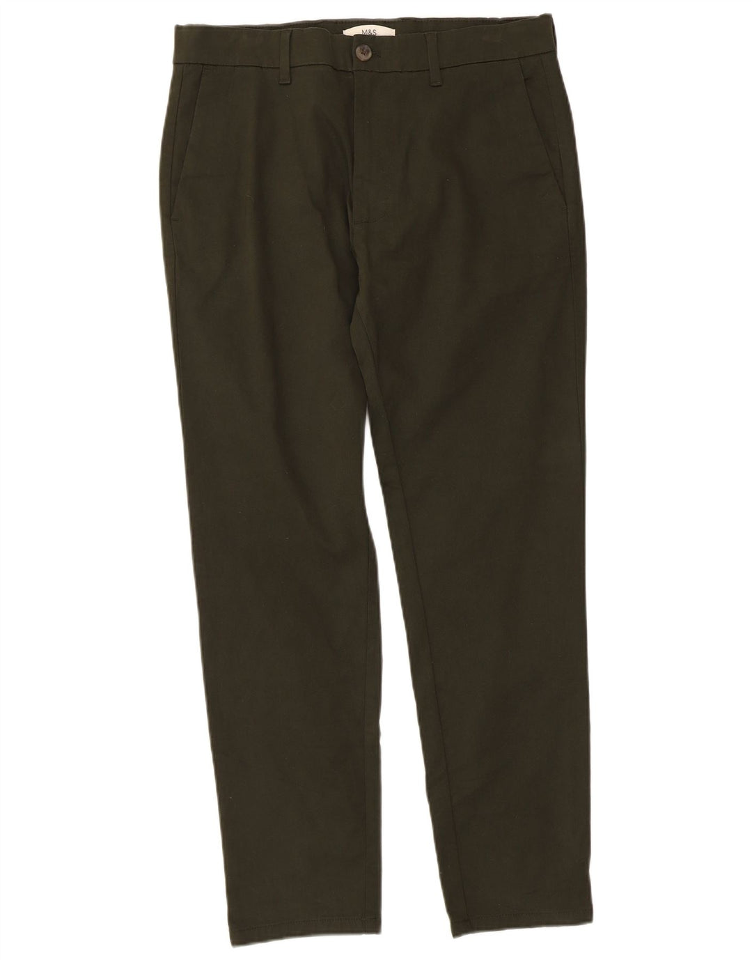 Pantaloni chino slim da uomo Marks & Spencer W32 L29 cotone kaki