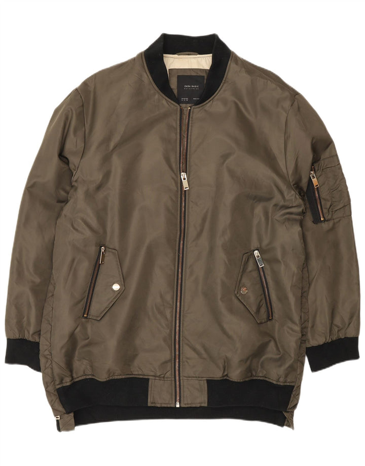 Giubbotto bomber da uomo Zara UK 42 XL Poliestere color block kaki