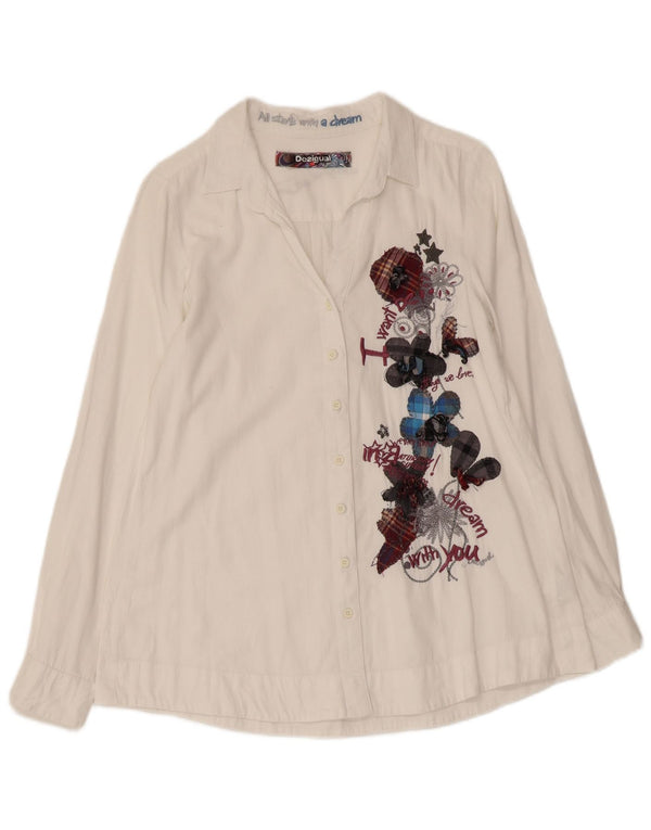 Camicia grafica da donna DESIGUAL UK 10 piccolo cotone floreale bianco