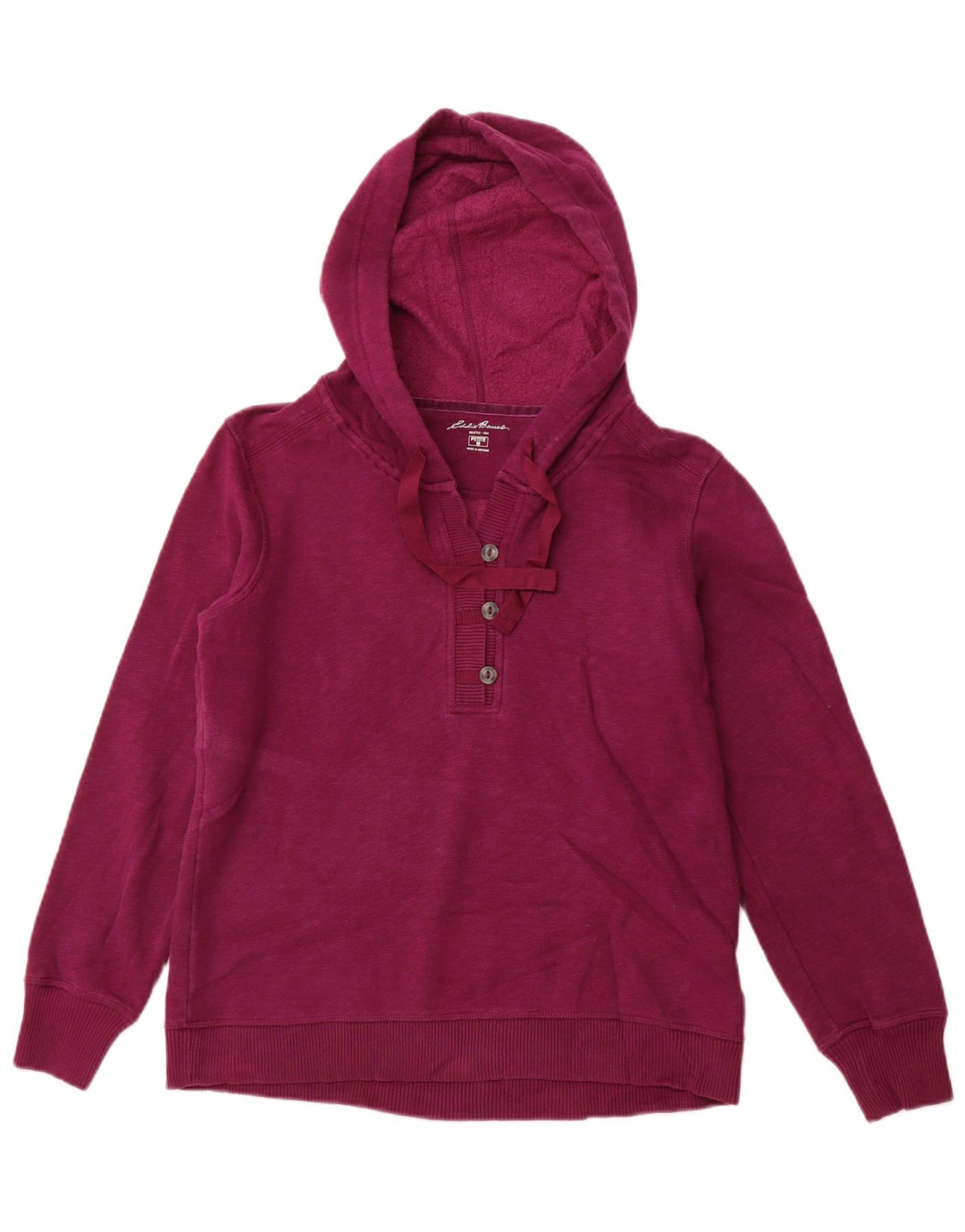EDDIE BAUER Maglione con cappuccio da donna con collo a bottoni e petite UK 14 Viola medio