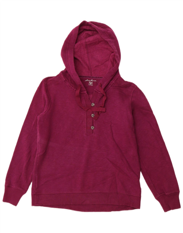 EDDIE BAUER Maglione con cappuccio da donna con collo a bottoni e petite UK 14 Viola medio