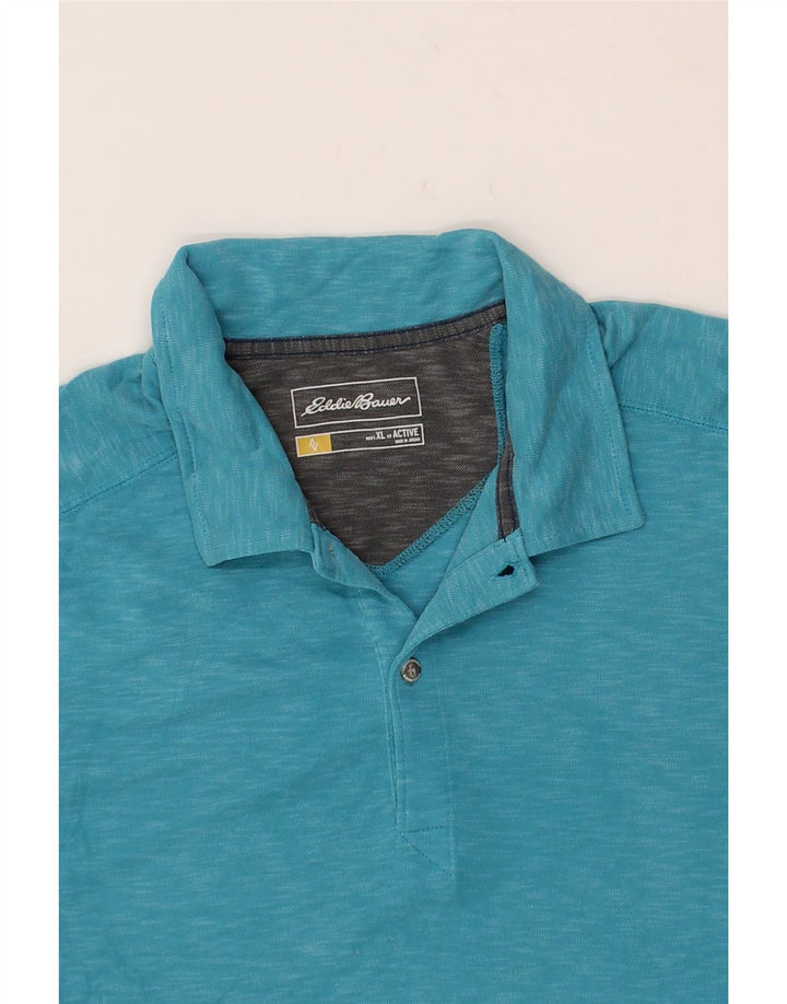 EDDIE BAUER Mens Polo Shirt XL Blue Flecked Lyocell Vintage Eddie Bauer and Second-Hand Eddie Bauer from Messina Hembry 