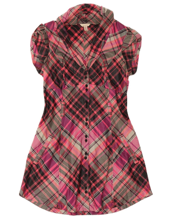 Abito camicia a maniche corte da donna Ted Baker taglia 3 cotone a quadri rosa medio