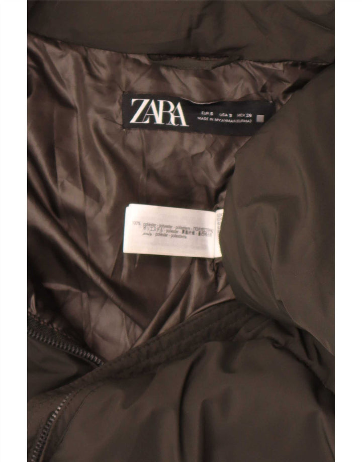Giacca imbottita oversize con cappuccio da donna Zara UK 10 piccola marrone poliestere