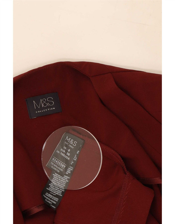 Giacca blazer aperta da donna Marks & Spencer UK 8 piccola poliestere bordeaux