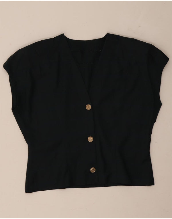 Camicetta camicia a maniche corte da donna vintage UK 16 grande quadri verdi