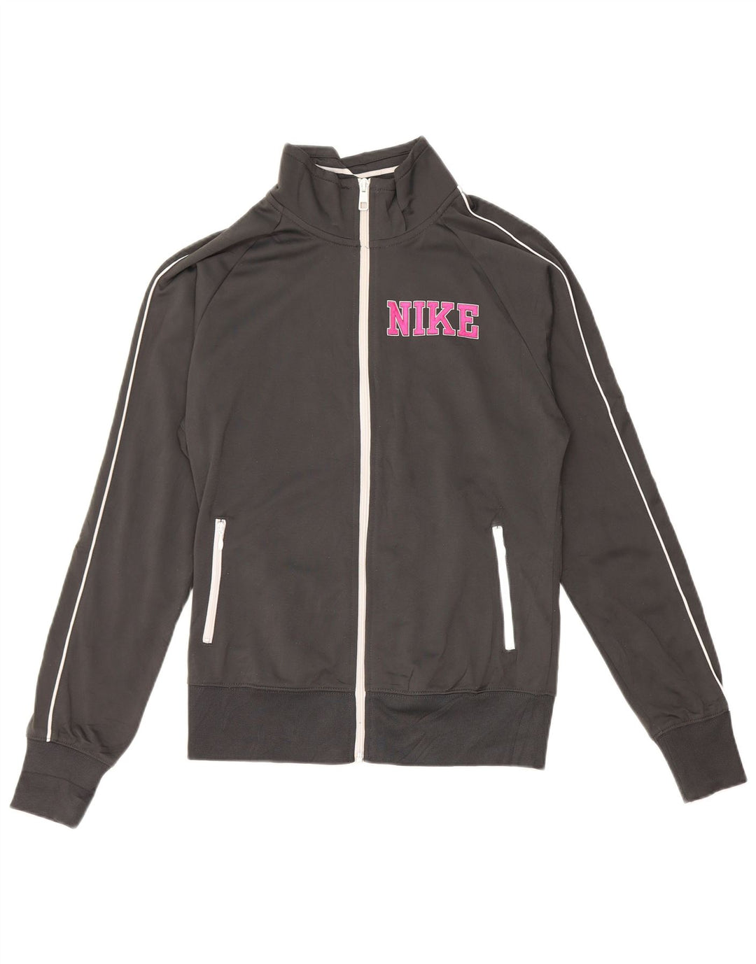 Giacca da ginnastica con grafica NIKE da donna UK 14 Poliestere grigio medio
