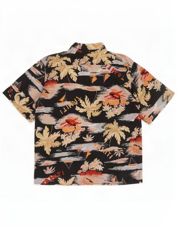Camicia hawaiana a maniche corte da donna vintage EU 40/42 medio nero floreale