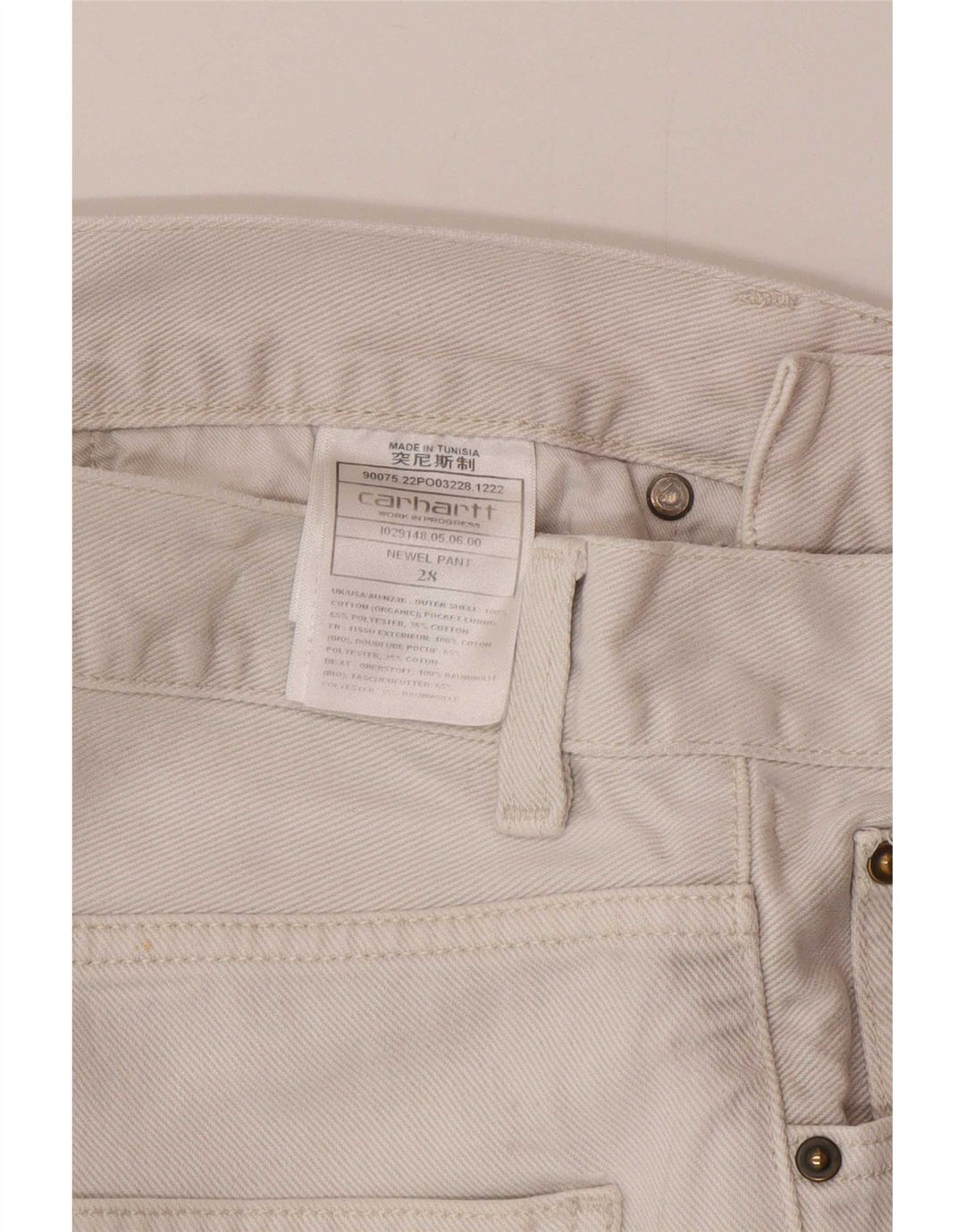 Jeans slim da uomo Carhartt W28 L28 cotone bianco