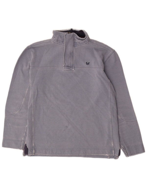 Crew Clothing Felpa da uomo con collo con zip, maglione piccolo in cotone blu