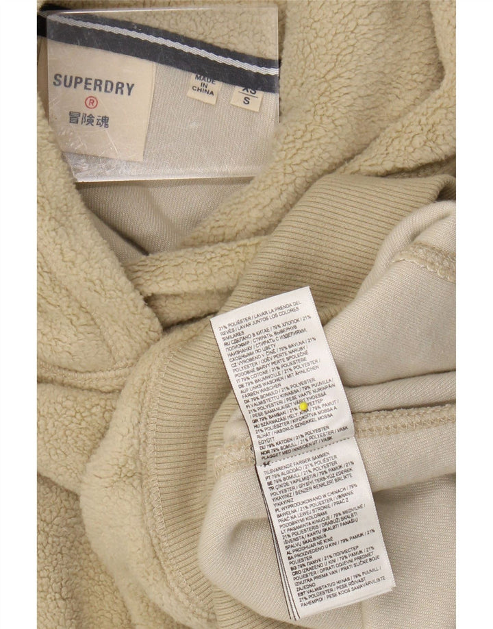 Maglione in pile con cappuccio oversize da donna SUPERDRY UK 6 XS Poliestere beige