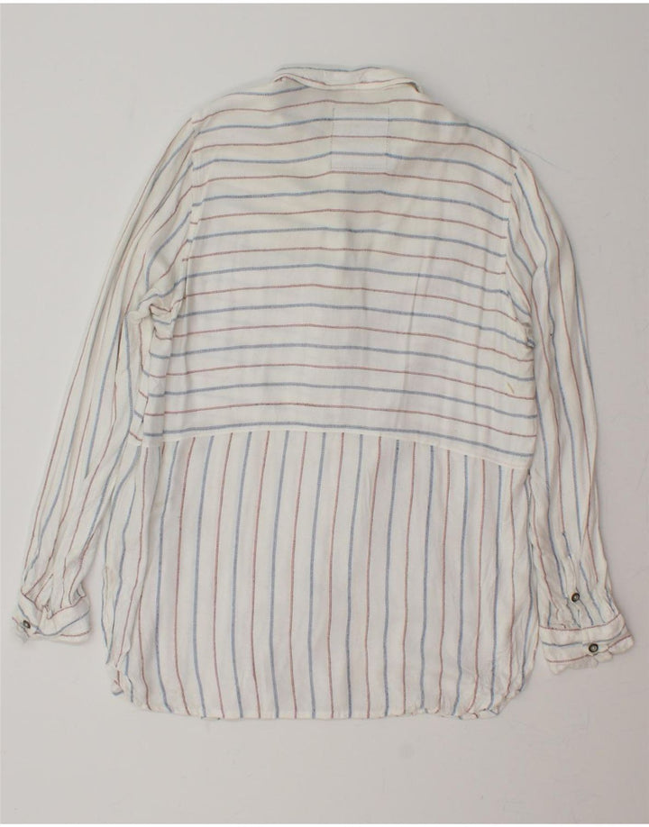 SUPERDRY Womens Shirt UK 16 Large White Striped Viscose Vintage Superdry and Second-Hand Superdry from Messina Hembry 