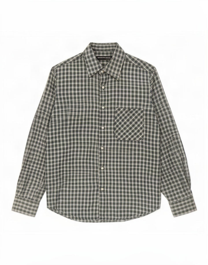 Camicia da uomo in flanella Rosengarten in cotone a quadri verde medio
