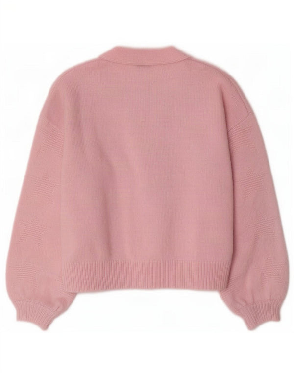 Maglione cardigan oversize da donna Oliver Bonas UK 10 piccolo acrilico rosa