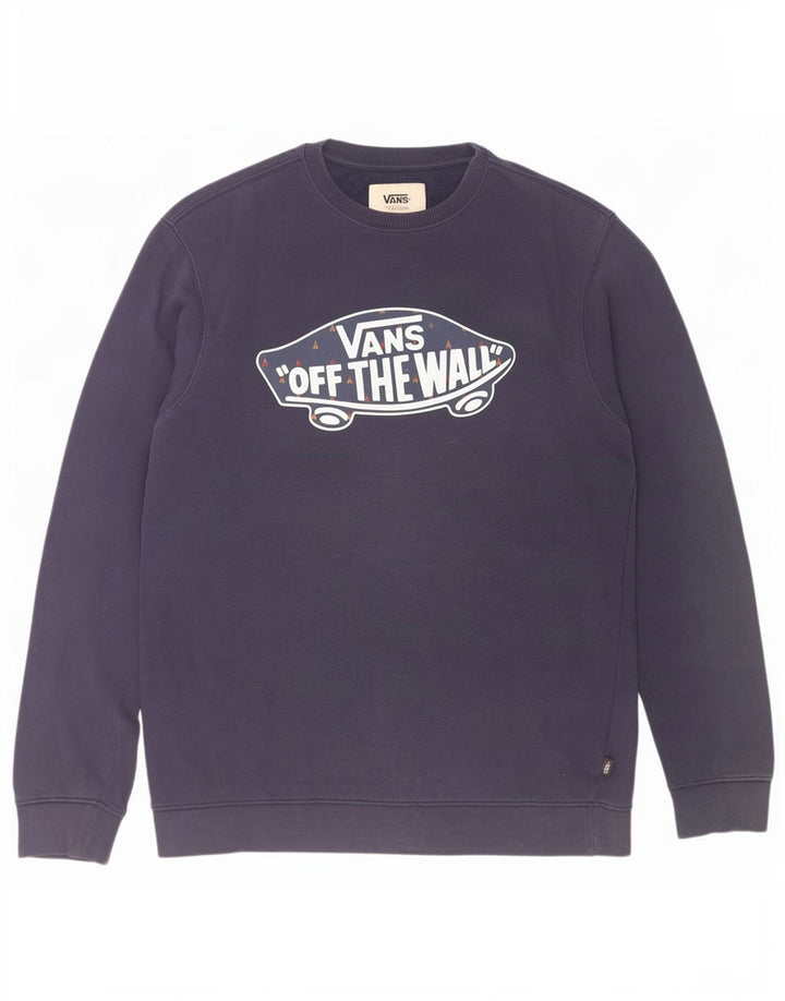 Felpa grafica da uomo di Vans, maglione grande, cotone blu navy