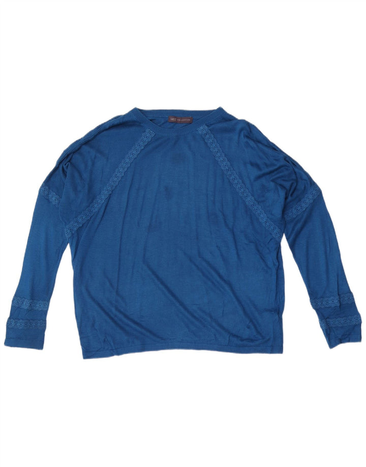 Maglione maglione oversize con scollo a barca da donna Marks & Spencer UK 14 Blu medio
