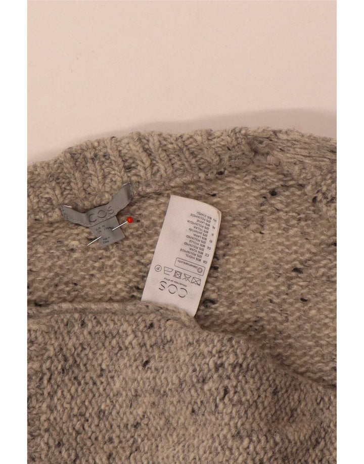 Maglione cardigan aperto da donna Cos UK 14 Lana screziata beige medio