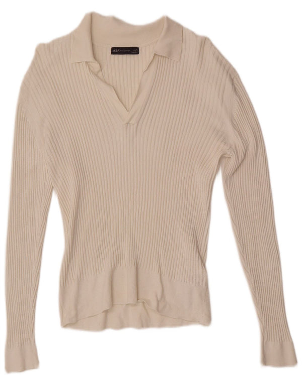 Maglione da donna Marks & Spencer con collo alto UK 14 Viscosa bianca media