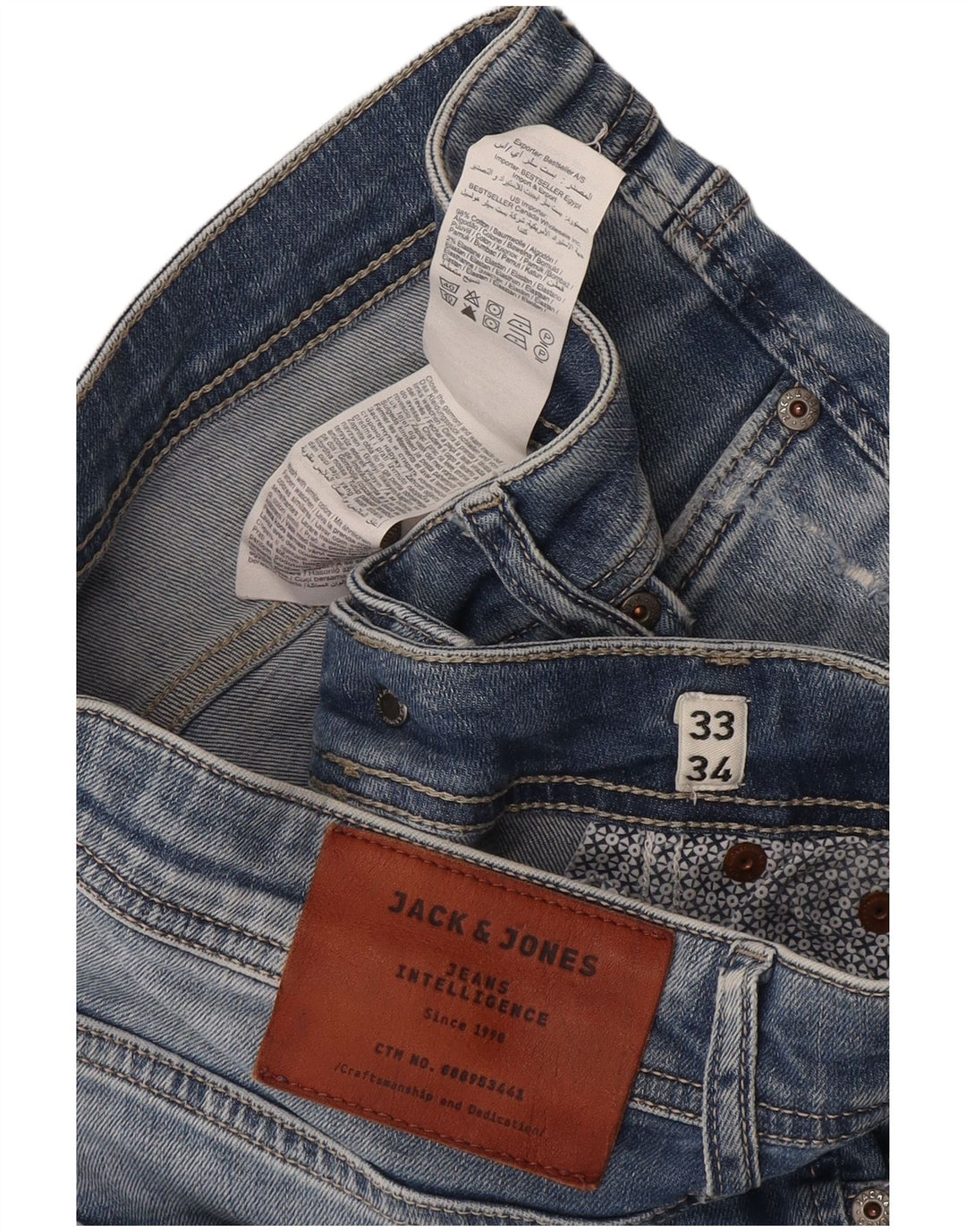 Jeans slim invecchiati da uomo Jack & Jones W33 L34 cotone blu