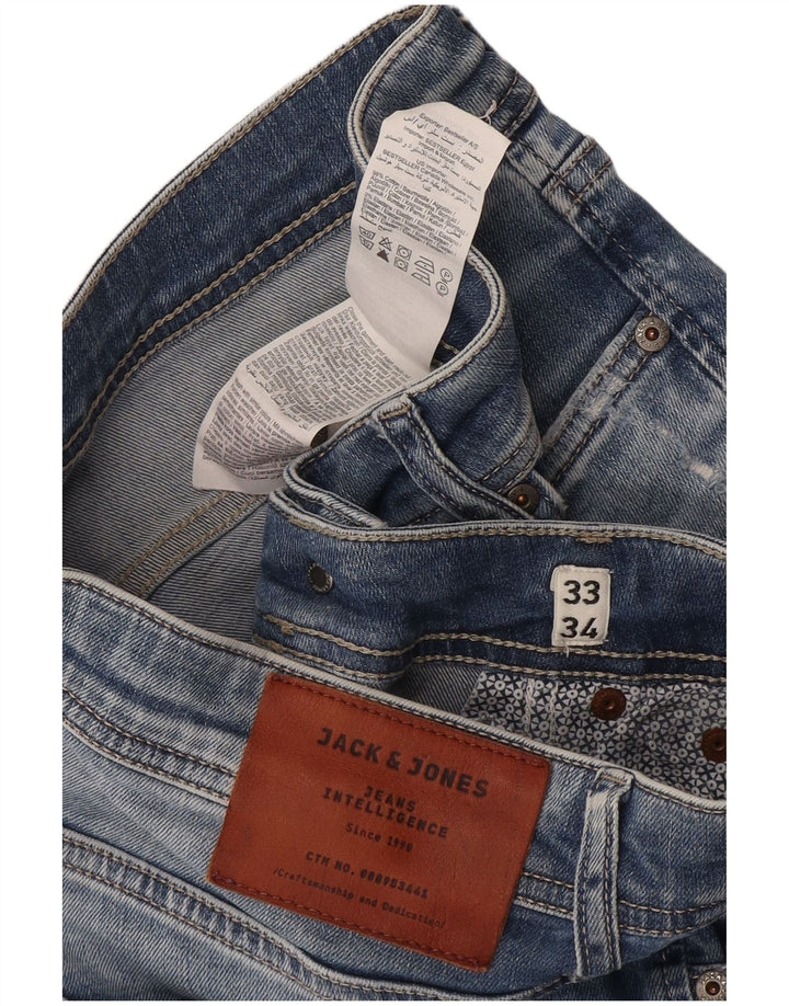 Jeans slim invecchiati da uomo Jack & Jones W33 L34 cotone blu