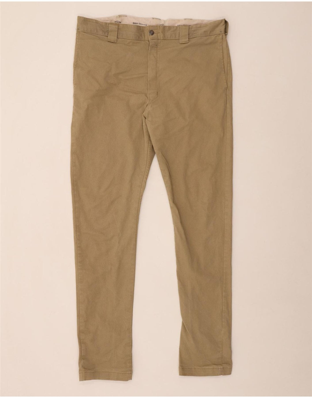 DICKIES Pantaloni chino skinny slim da uomo W38 L34 Cotone beige