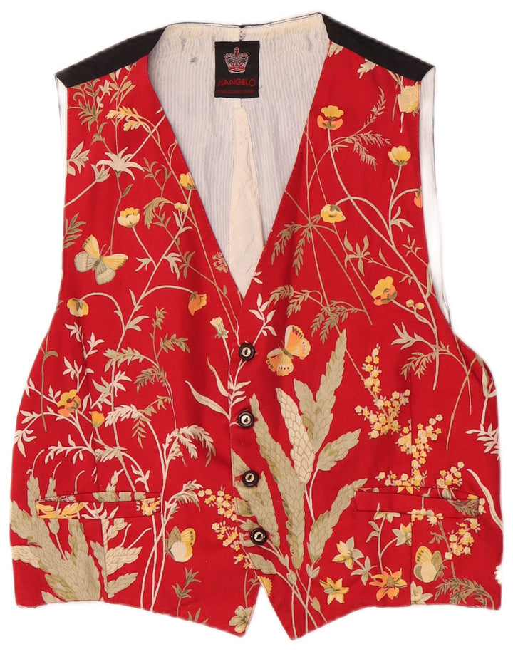 Gilet regolare da uomo vintage piccolo floreale rosso