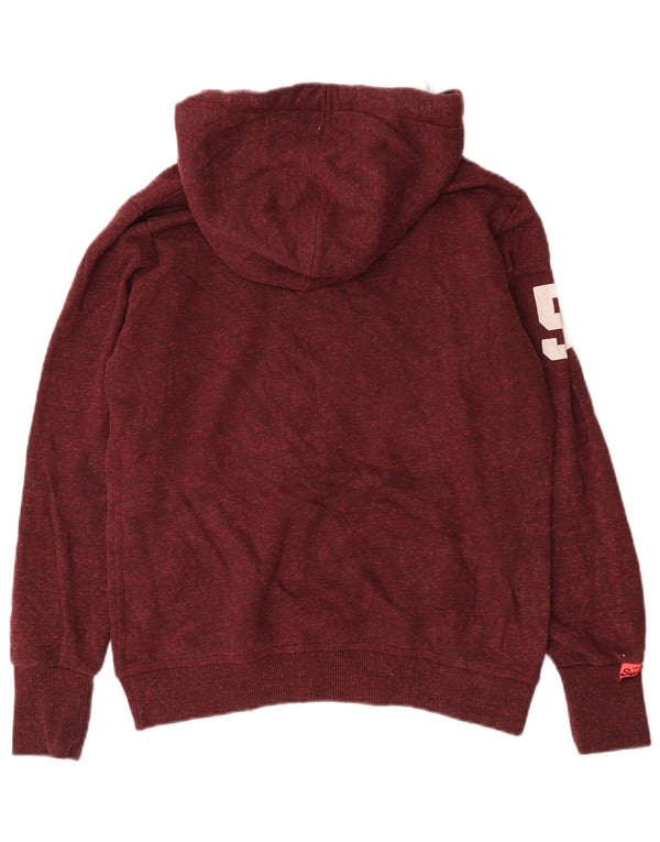 Felpa con cappuccio grafica da donna Superdry UK 14 Cotone chiazzato bordeaux medio