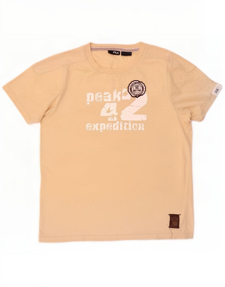 T-shirt grafica da uomo Fila Top Large in cotone beige