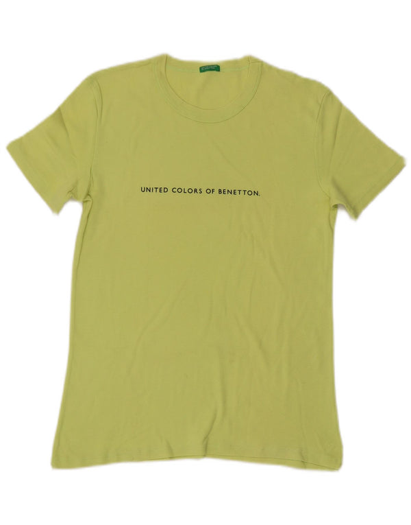 T-shirt grafica da donna Benetton Top UK 12 cotone verde medio