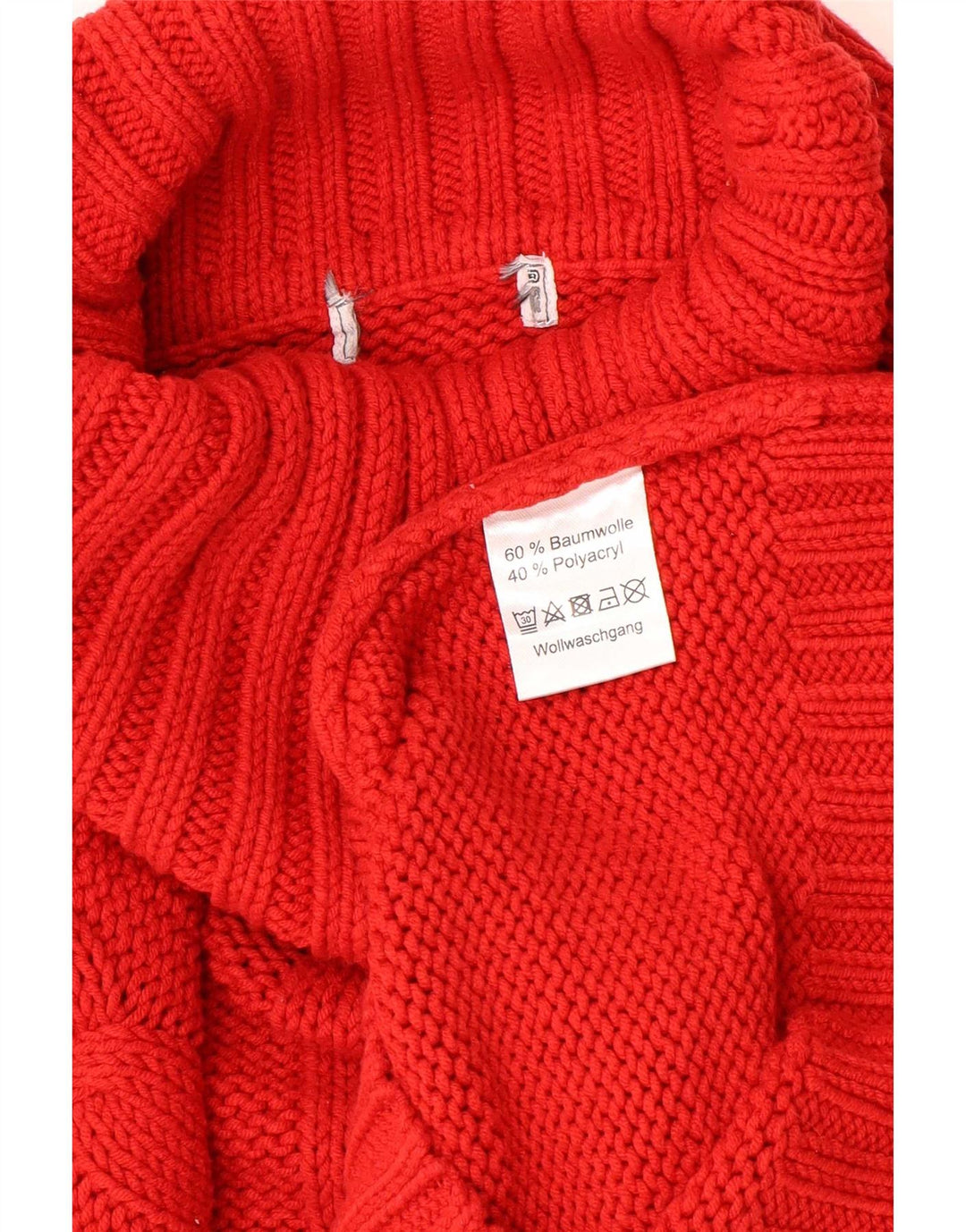 Maglione maglione vintage da donna con collo alto UK 12 lana rossa media