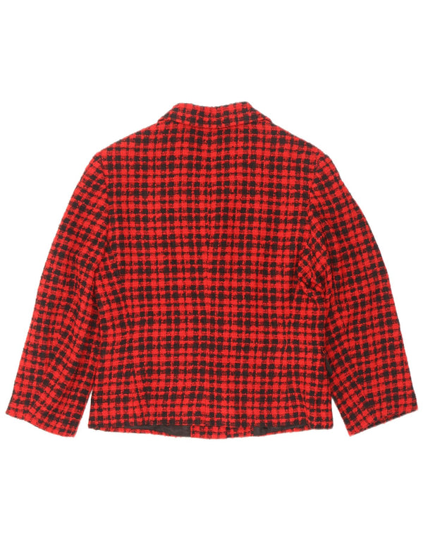 GB.PEDRINI Giacca Blazer 4 Bottoni Donna IT 44 Check Rosso Medio