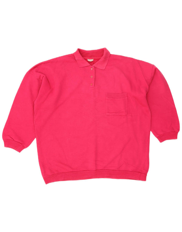 Felpa da donna oversize con collo a polo Benetton da donna UK 10 piccola rosa