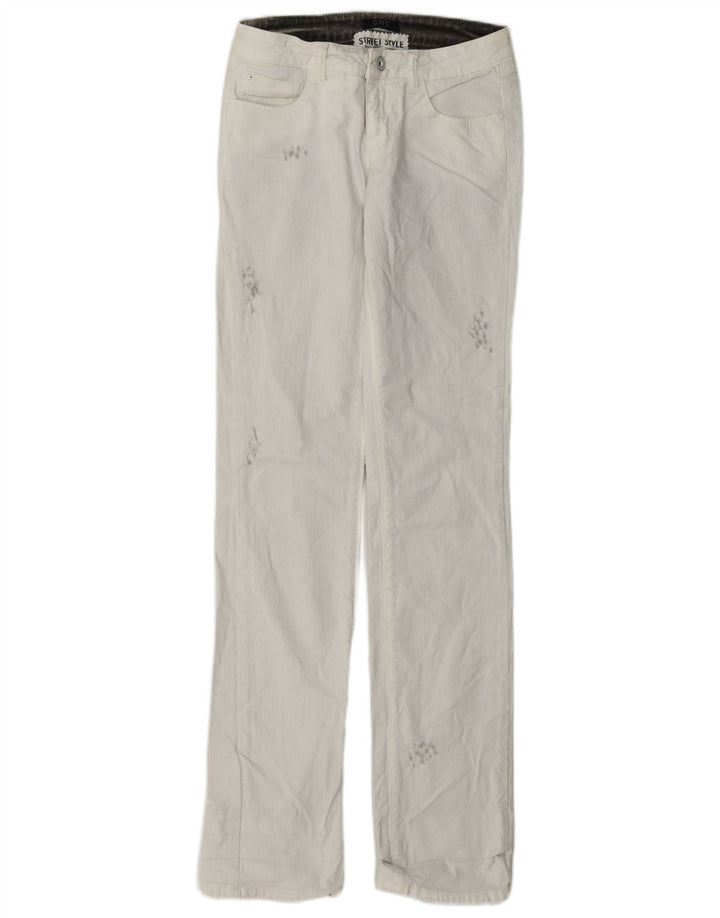 Jeans dritti vintage invecchiati da donna W26 L33 bianchi